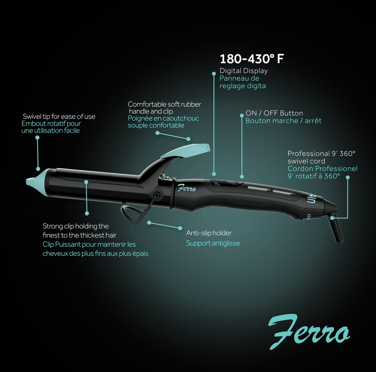 Ultimate Heat Pro Curling Iron 32" - Ferro